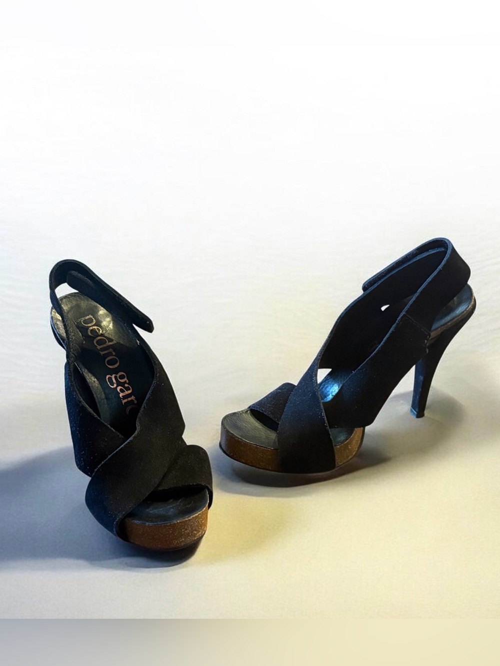 Pedro Garcia made in Spain Sexy Black Suede Crisscross Slingback Heels